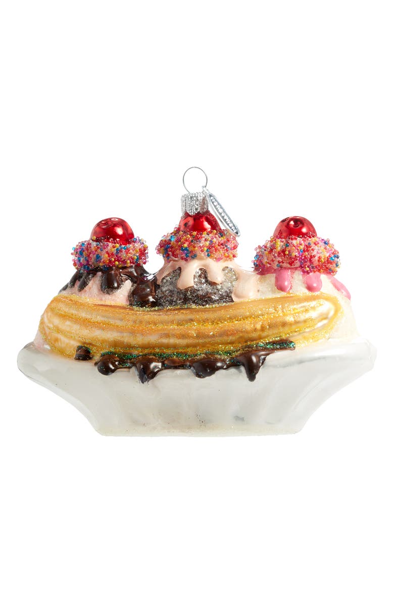 Nordstrom Banana Split Glass Ornament, Main, color,