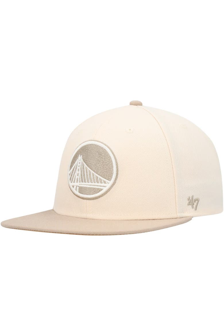 Men's '47 Cream/Tan Golden State Warriors Sierra Sure Shot Captain Snapback Hat, Alternate, color, Cream