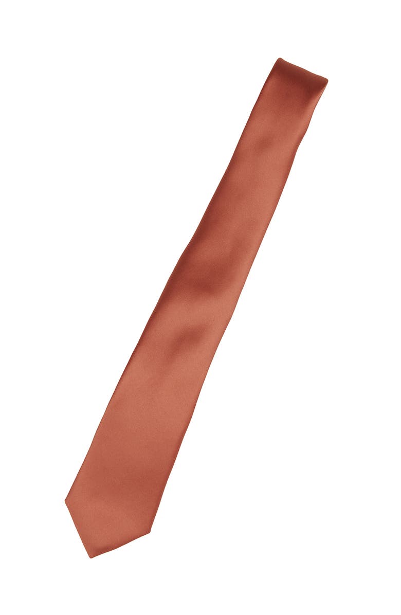 Brooklyn Brigade Men's Solid Satin X-Long Tie, Alternate, color, Terracotta