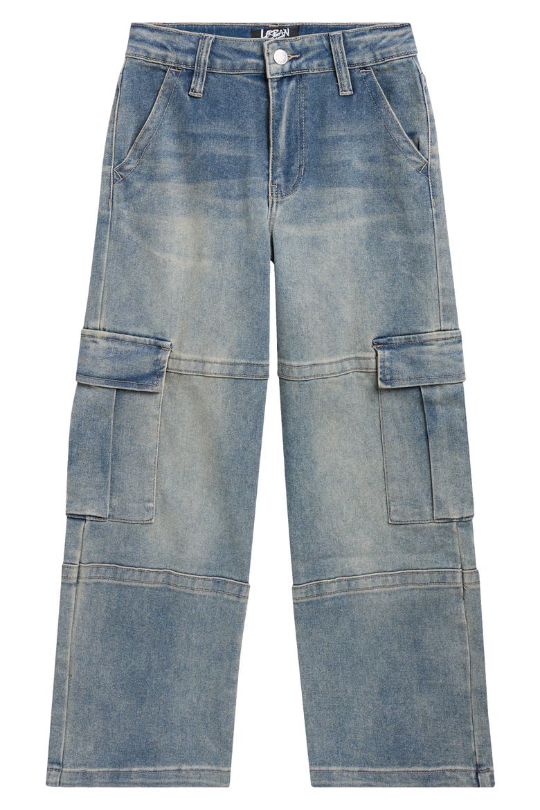 Kids' Baggy Cargo Jeans, Main, color, BLUE