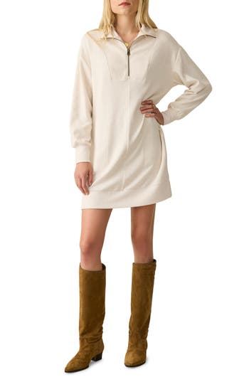 FAHERTY FAHERTY LEGENT QUARTER ZIP LONG SLEEVE MINIDRESS