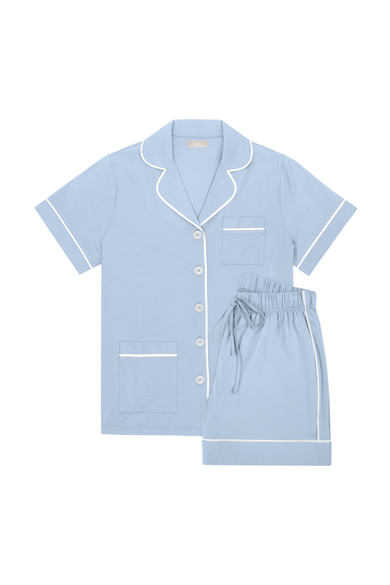 Luxe Stretch Cotton Short Set, Alternate, color, Mist Blue