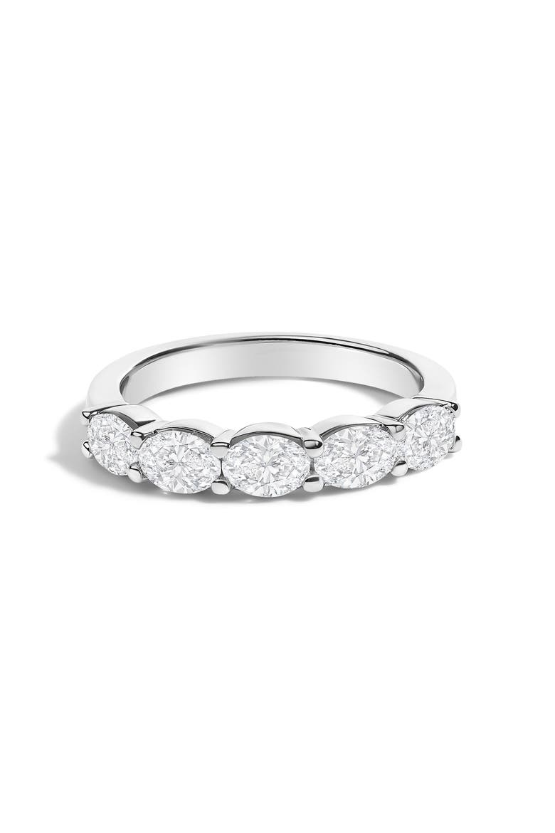 14K White Gold 1 1/4 Cttw Lab Grown Oval East West Band Ring, Main, color, White Gold