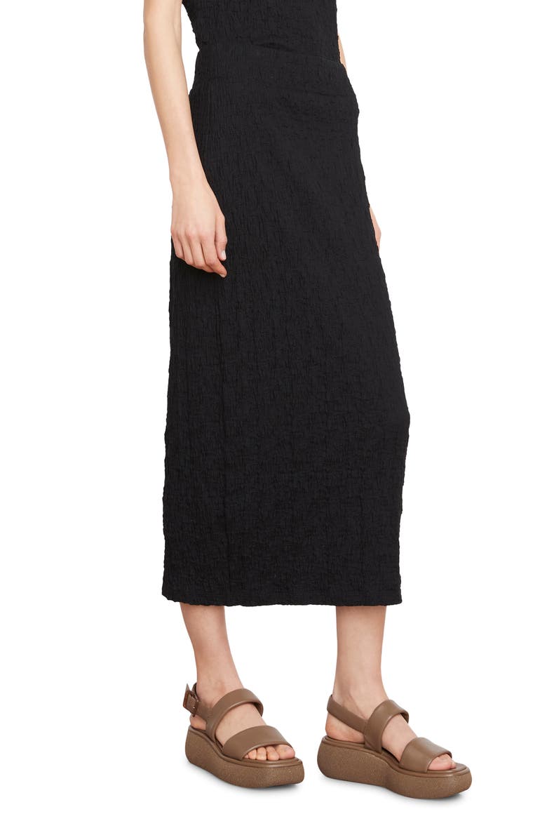 Smocked Cotton Blend Midi Skirt, Alternate, color, BLACK