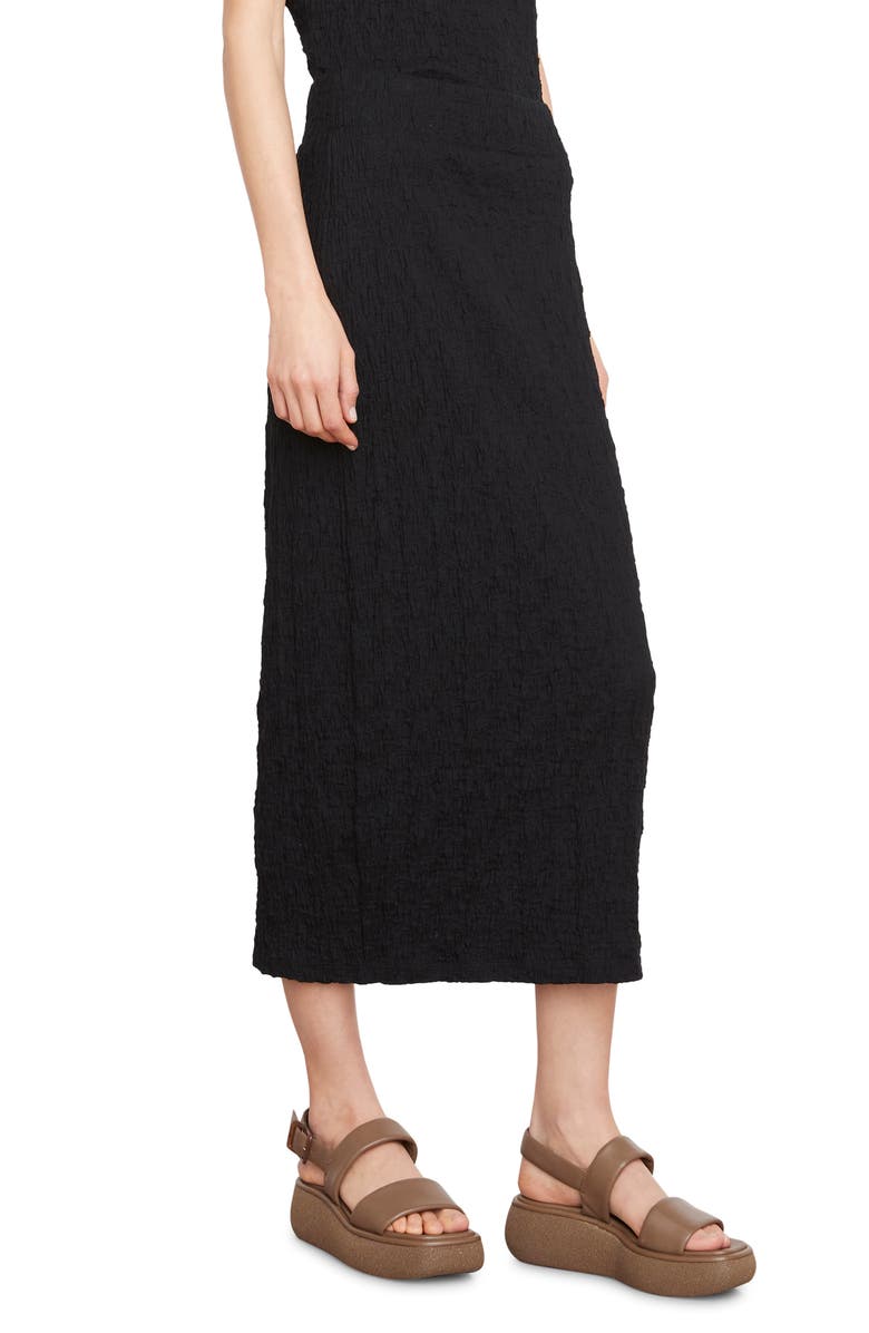 Vince Smocked Cotton Blend Midi Skirt, Alternate, color, Black