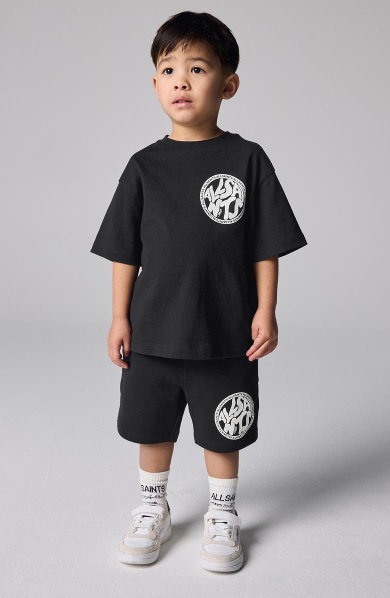 smALLSAINTS by ALLSAINTS Kids' Distortion Graphic T-Shirt & Shorts Set, Alternate, color, Black