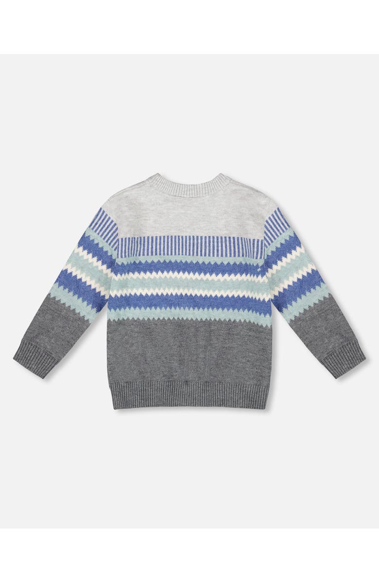 Deux par Deux Knitted Jacquard Sweater, Alternate, color, Dark Gray