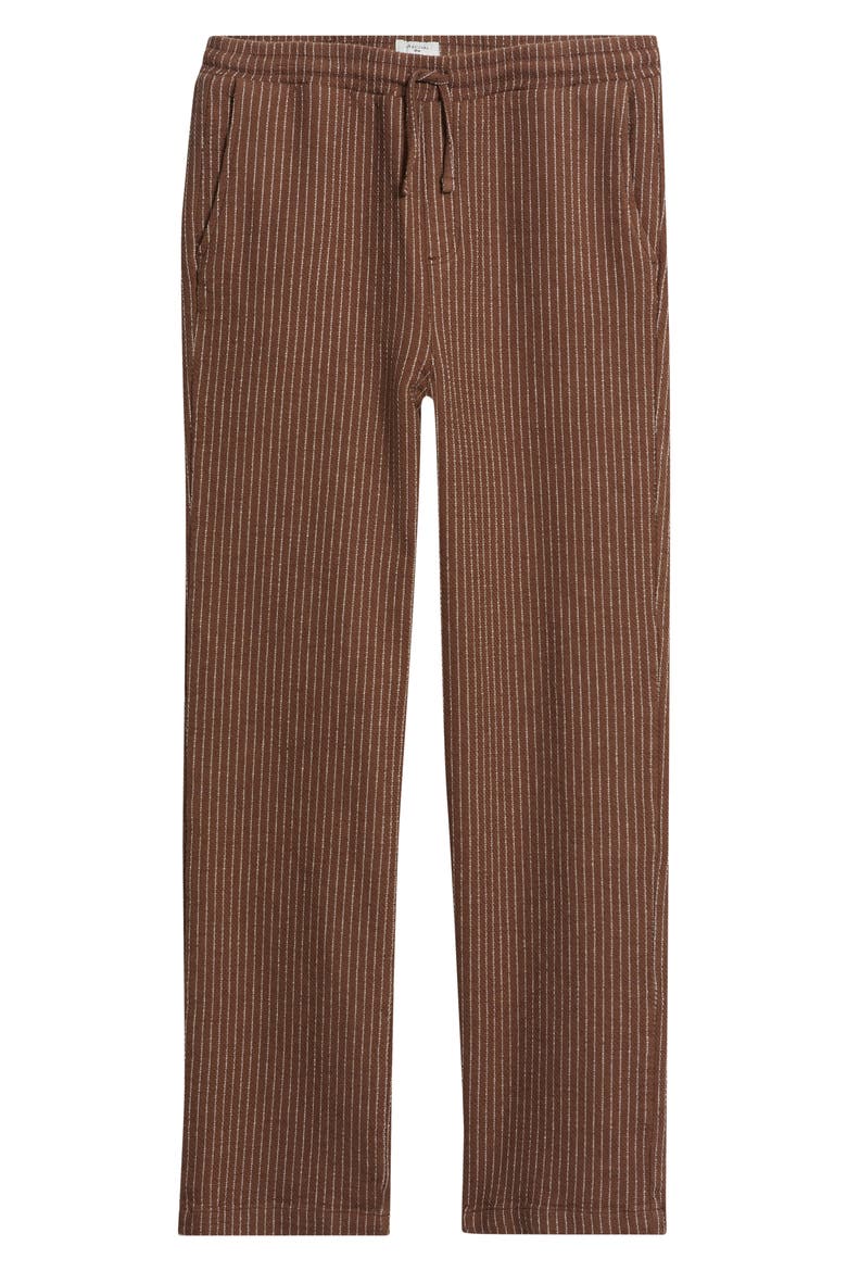 Sorrento Pinstripe Cotton & Linen Drawstring Pants, Alternate, color, BROWN