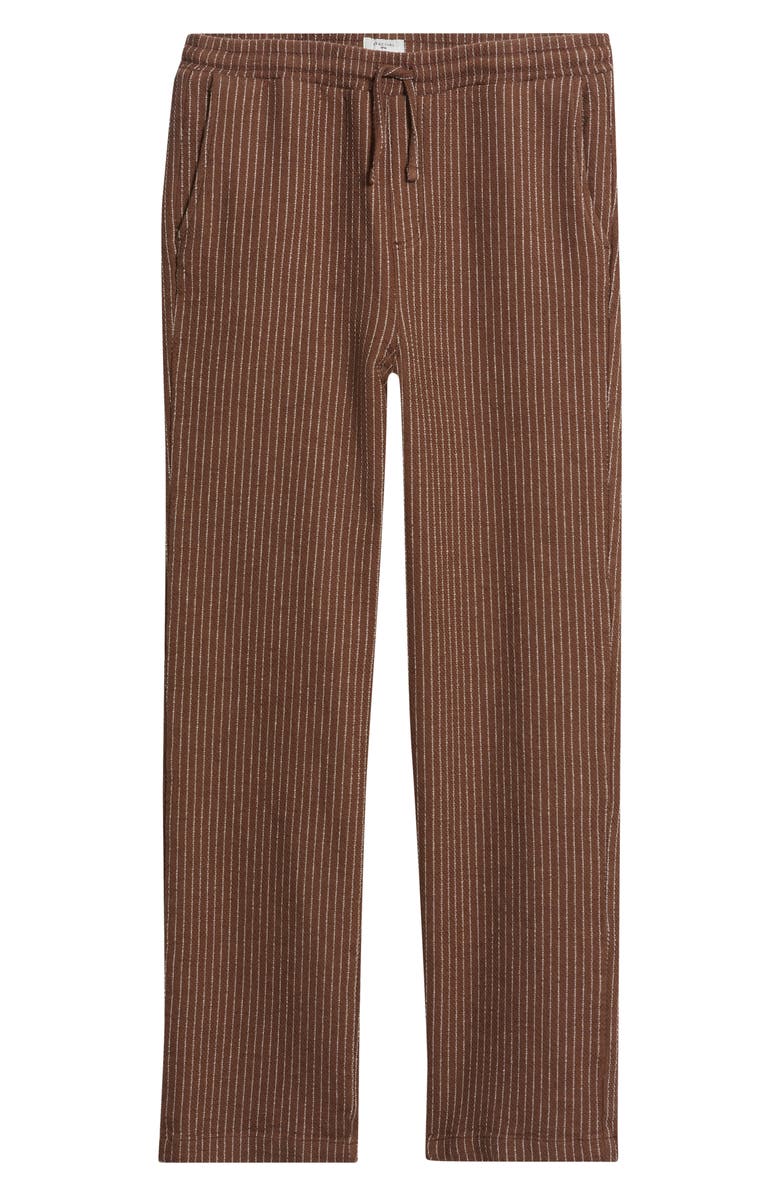 Percival Sorrento Pinstripe Cotton & Linen Drawstring Pants, Main, color, Brown