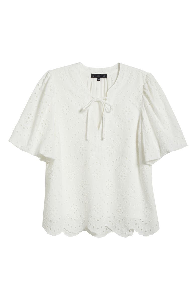 GIBSONLOOK Eyelet Bubble Sleeve Top, Alternate, color, 