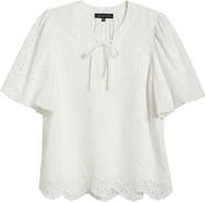 GIBSONLOOK Eyelet Bubble Sleeve Top