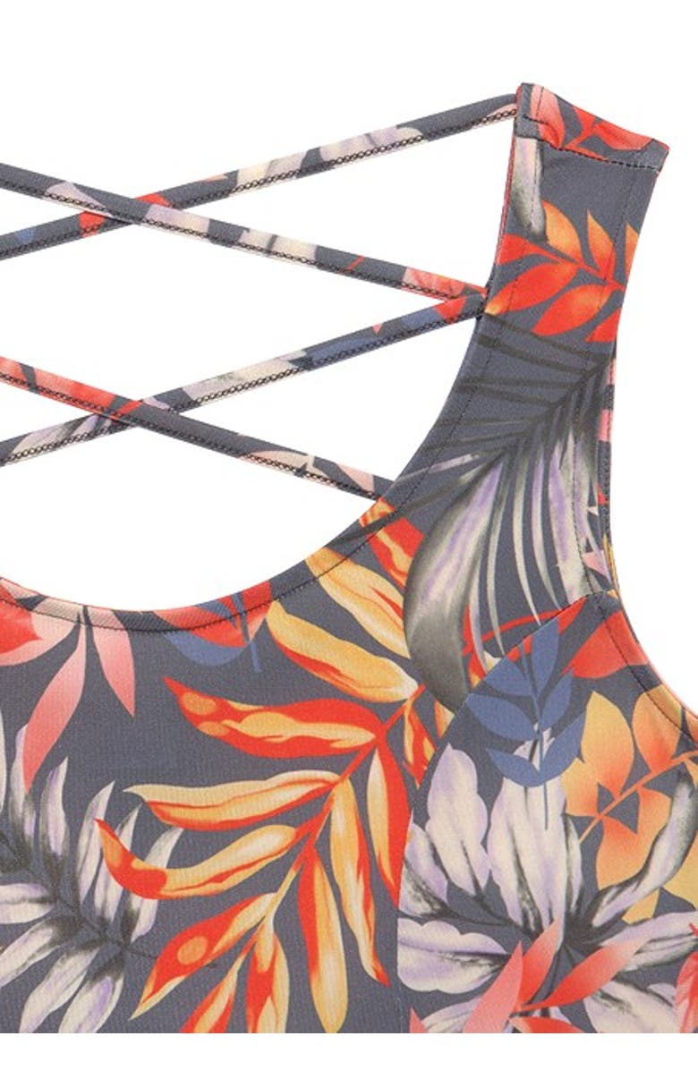 LASCANA Women's Strappy Back Print Dress, Alternate, color, Grey Printed