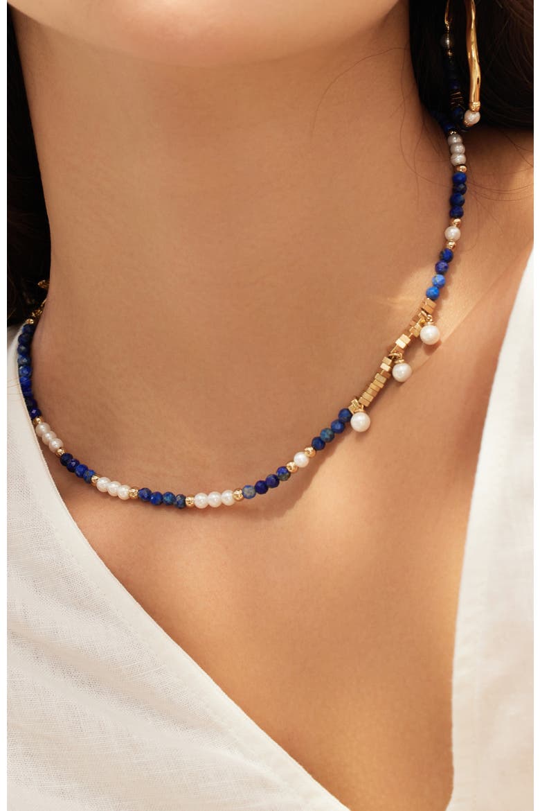 Poseidon Necklace, Alternate, color, Blue & White & Gold