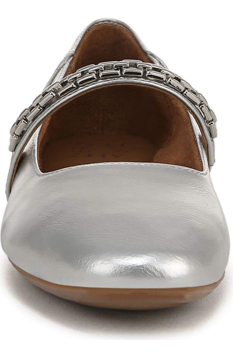 Naturalizer Kelly Chain Mary Jane Flat, Alternate, color, Silver Faux Leather