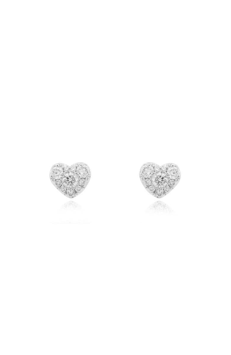 The Lovery Fine Jewelry Pave Diamond Heart Stud Earrings, Alternate, color, White Gold