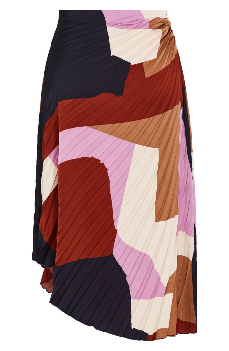 City Chic Amaya Print Pleated Satin Maxi Skirt, Alternate, color, Geo Muse