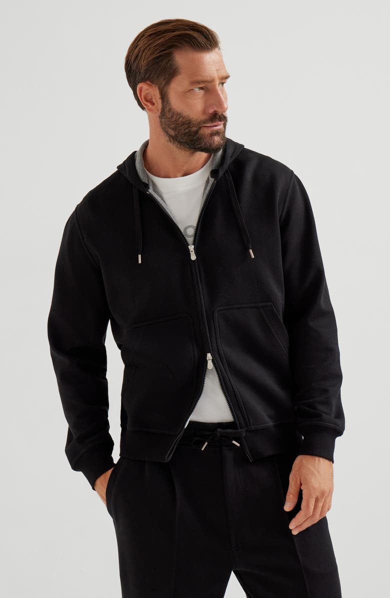 Brunello Cucinelli Double cloth sweatshirt, Alternate, color, Black