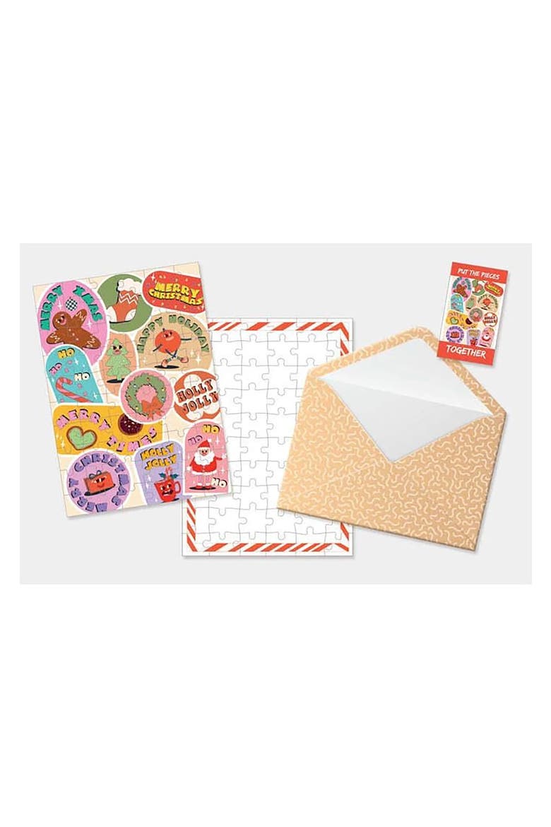 Happy Holiday Greeting Card Jigsaw Puzzle, 6.9 x 5 Inches, Alternate, color, Multicolored