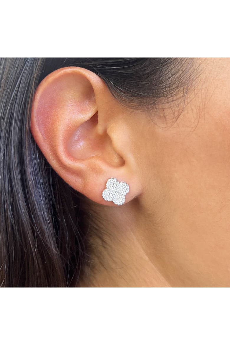 Diamond Clover Stud Earrings, Alternate, color, White Gold