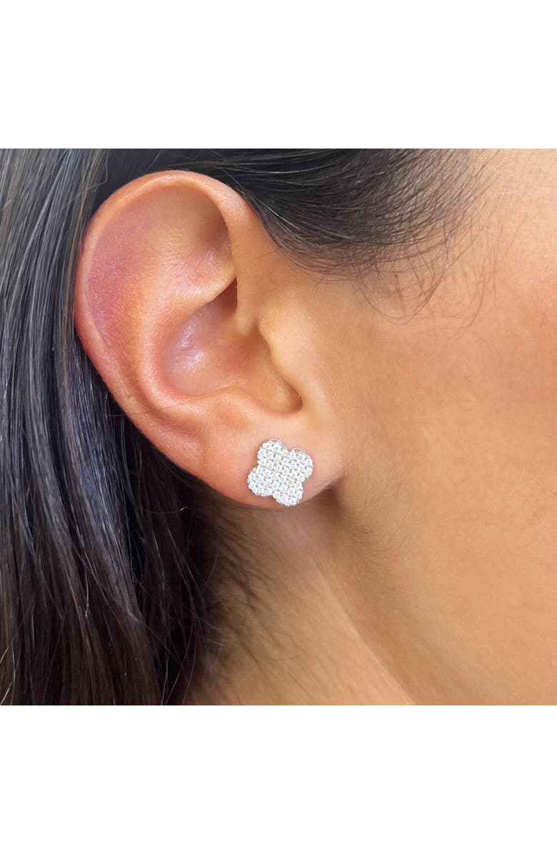 The Lovery Fine Jewelry Diamond Clover Stud Earrings, Alternate, color, White Gold