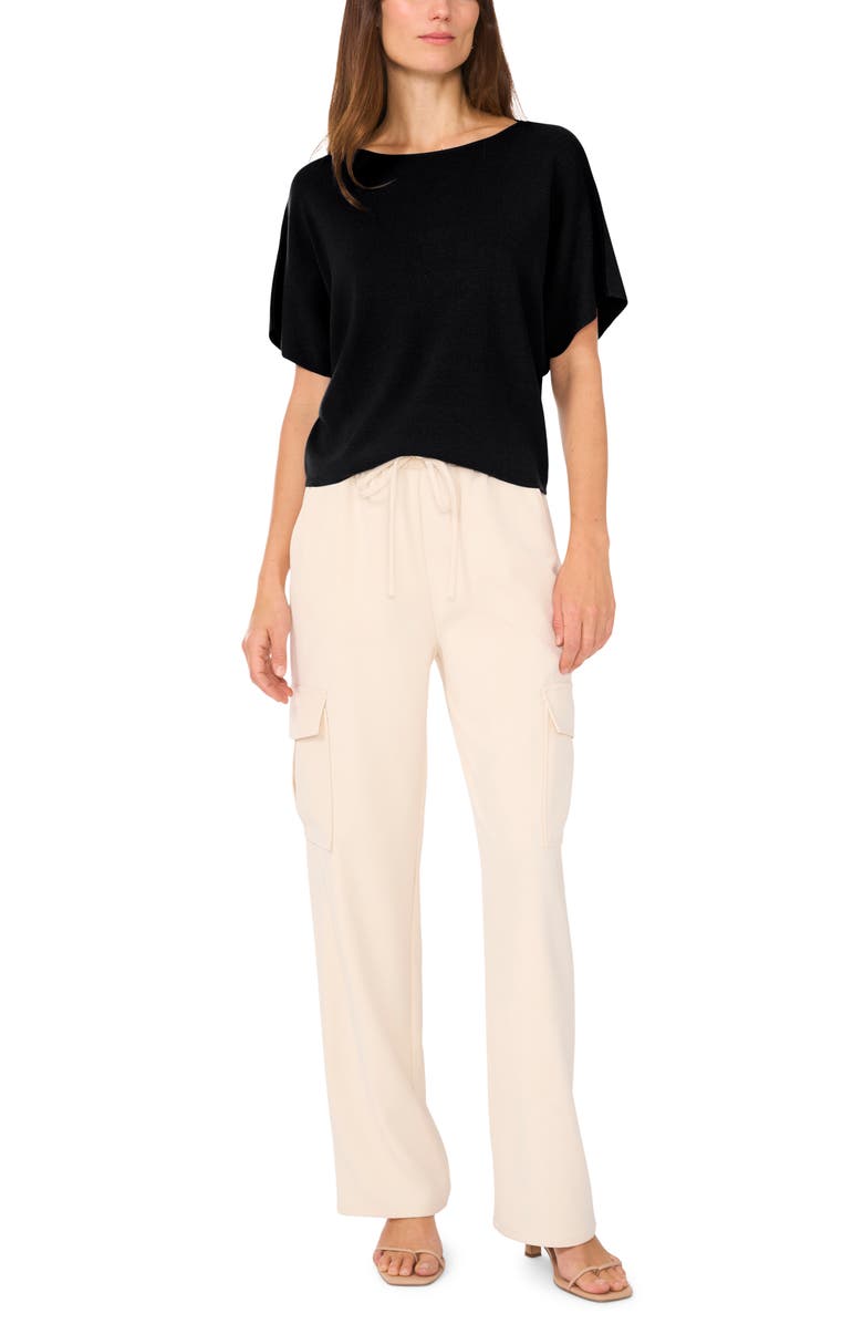 Halogen<sup>®</sup> Short Sleeve Crop Sweater, Alternate, color, Rich Black