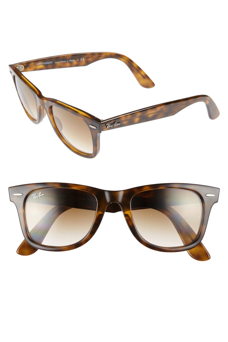 50mm Wayfarer Ease Gradient Sunglasses, Main, color, LIGHT HAVANA