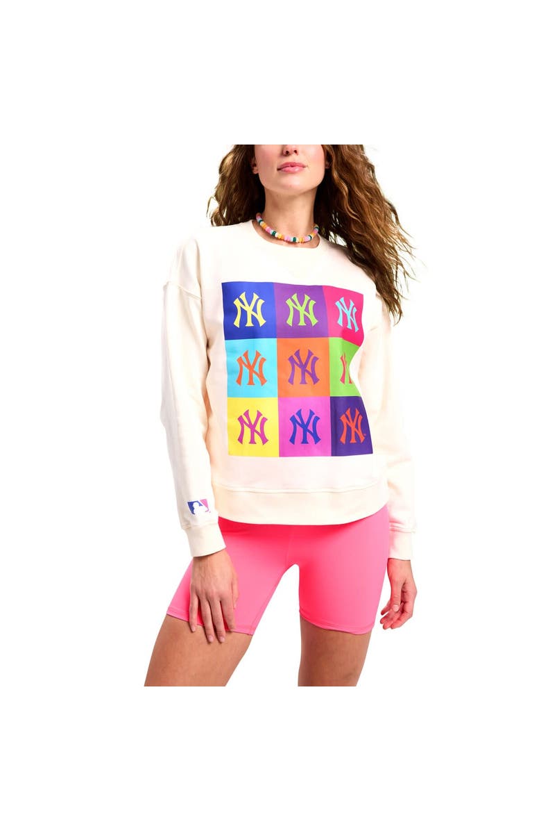 Terez Women's Terez Cream New York Yankees Classic Oversized Pullover Sweatshirt, Main, color, 