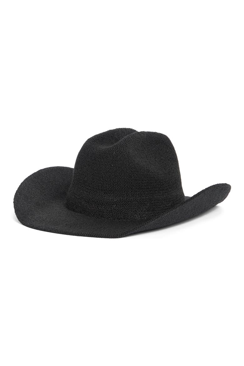 Knit Cowboy Hat, Main, color, BLACK