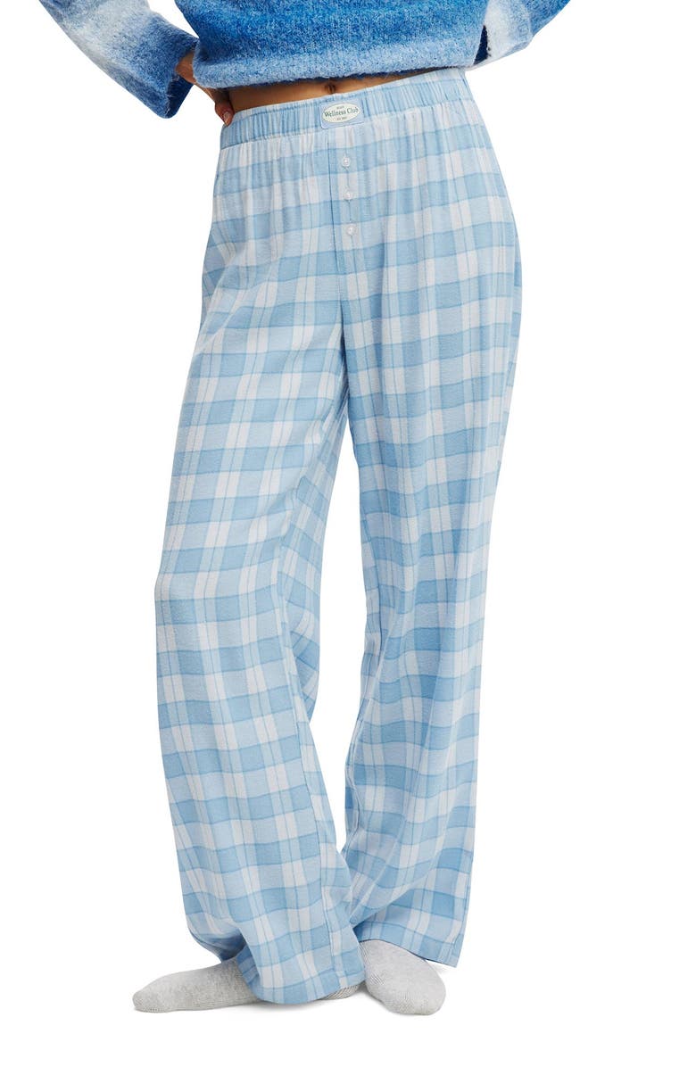 COTTON ON BODY Women's Flannel Wide Leg Pant, Main, color, Blue Gracie Check