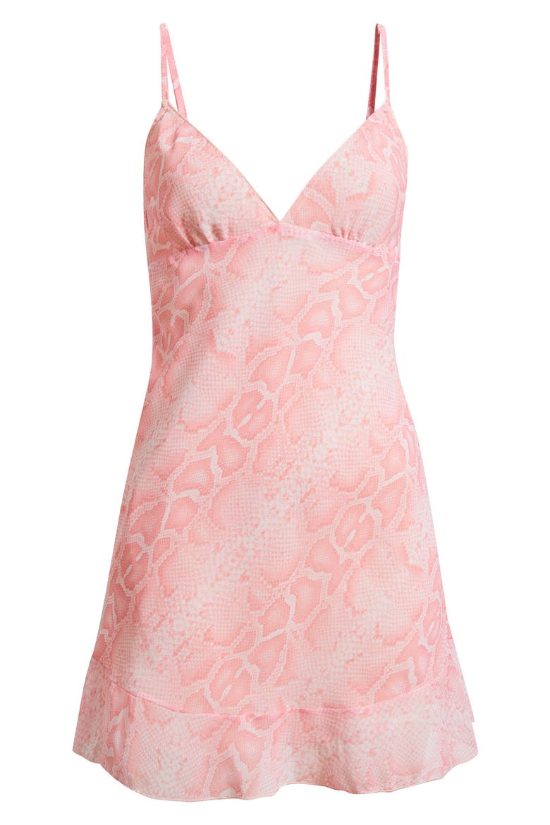 Snakeskin Print Flounce Hem Minidress, Alternate, color, PINK SNAKE