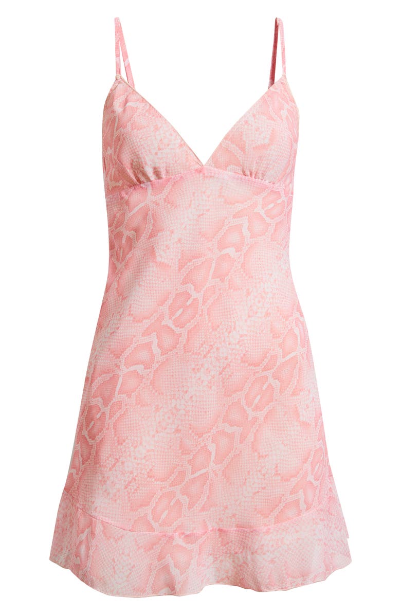 Bella Venice Snakeskin Print Flounce Hem Minidress, Alternate, color, Pink Snake