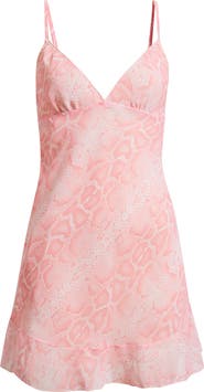 Bella Venice Snakeskin Print Flounce Hem Minidress