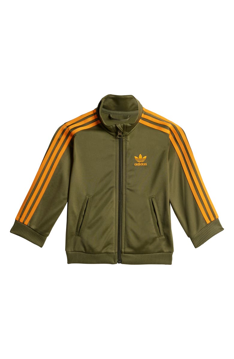 adidas Firebird Recycled Polyester Track Jacket & Pants Set, Alternate, color, Focus Olive