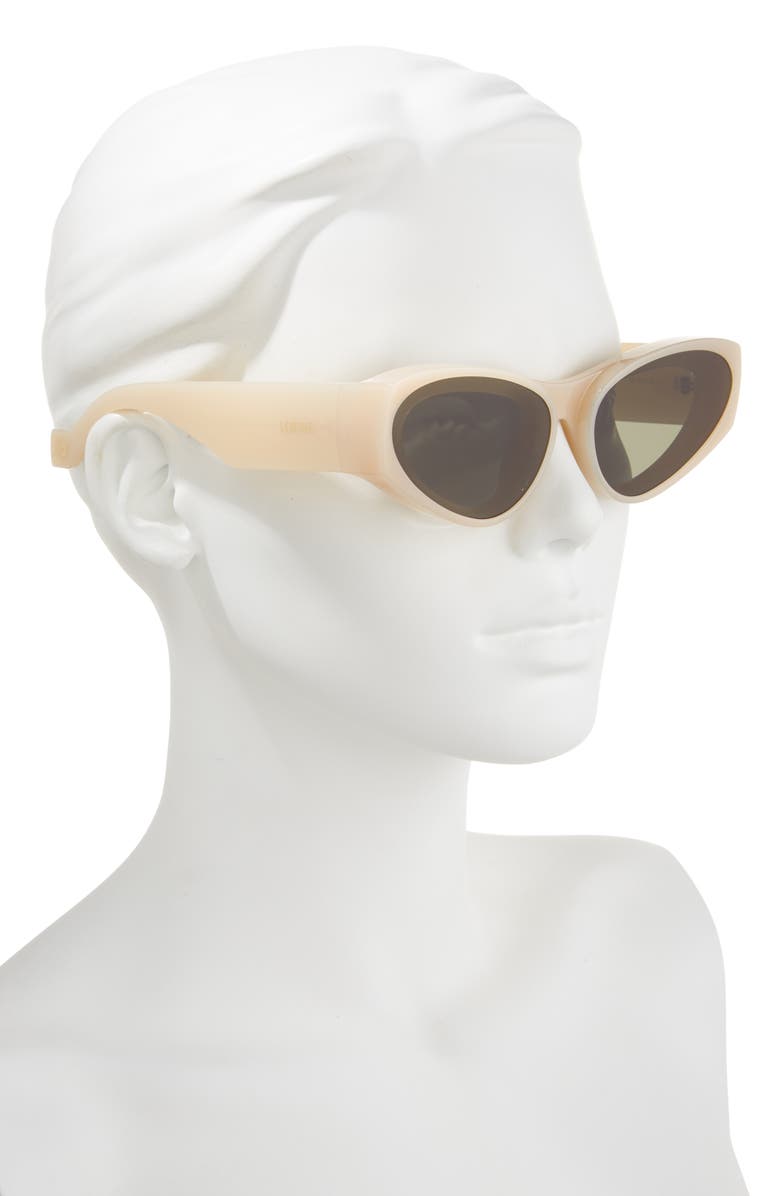 Loewe Signature 52mm Cat Eye Sunglasses, Alternate, color, Ivory / Green