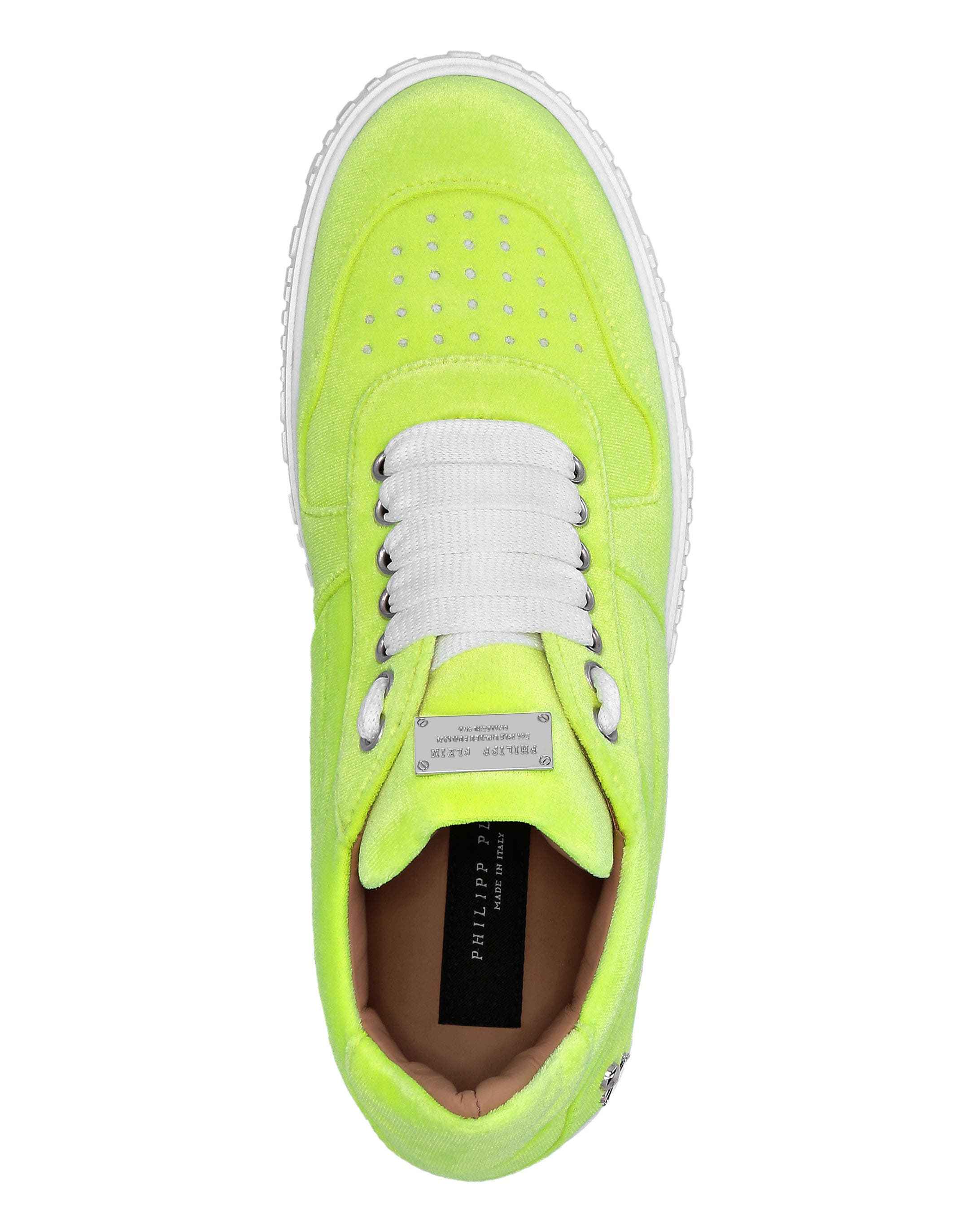 Velvet Lo-Top Sneakers King Power Women, Alternate, color, yellowfluo