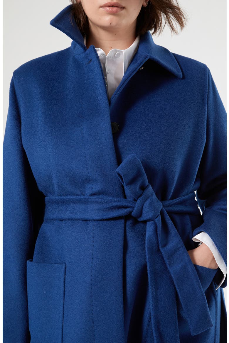 Poggio Belted Virgin Wool Short Coat, Alternate, color, CHINA BLUE