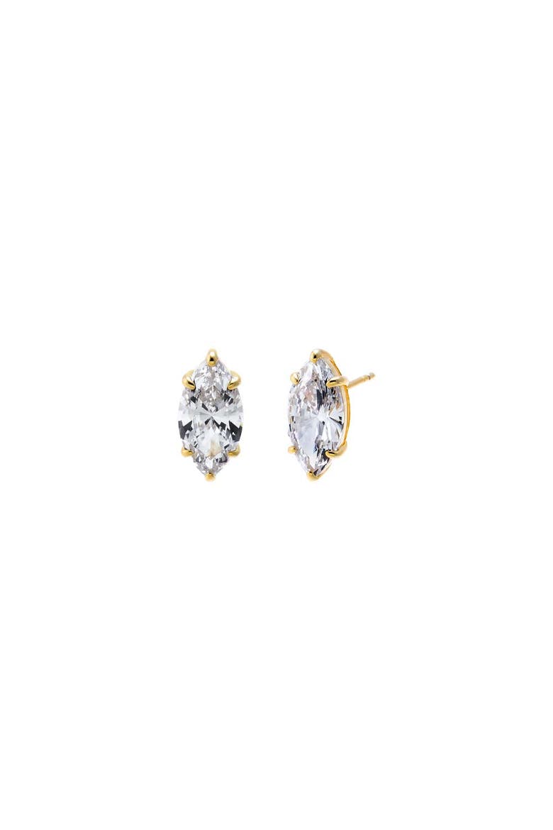 CZ Marquise Stud Earring, Main, color, Gold