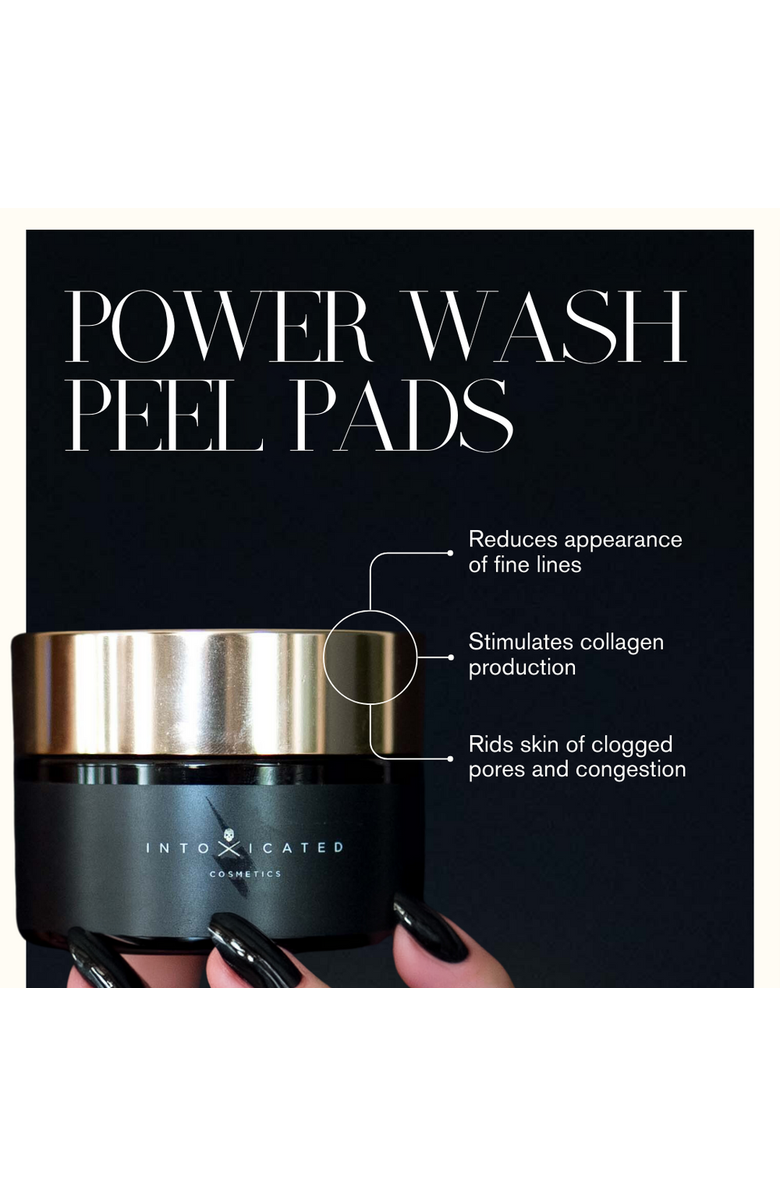 Intoxicated Cosmetics Power Wash Peel Pads | 60 Pads | Multi-Acid | Exfoliating | Cleansing | Retexturizing | AHA | Glycolic & Lactic, Alternate, color, NO COLOR