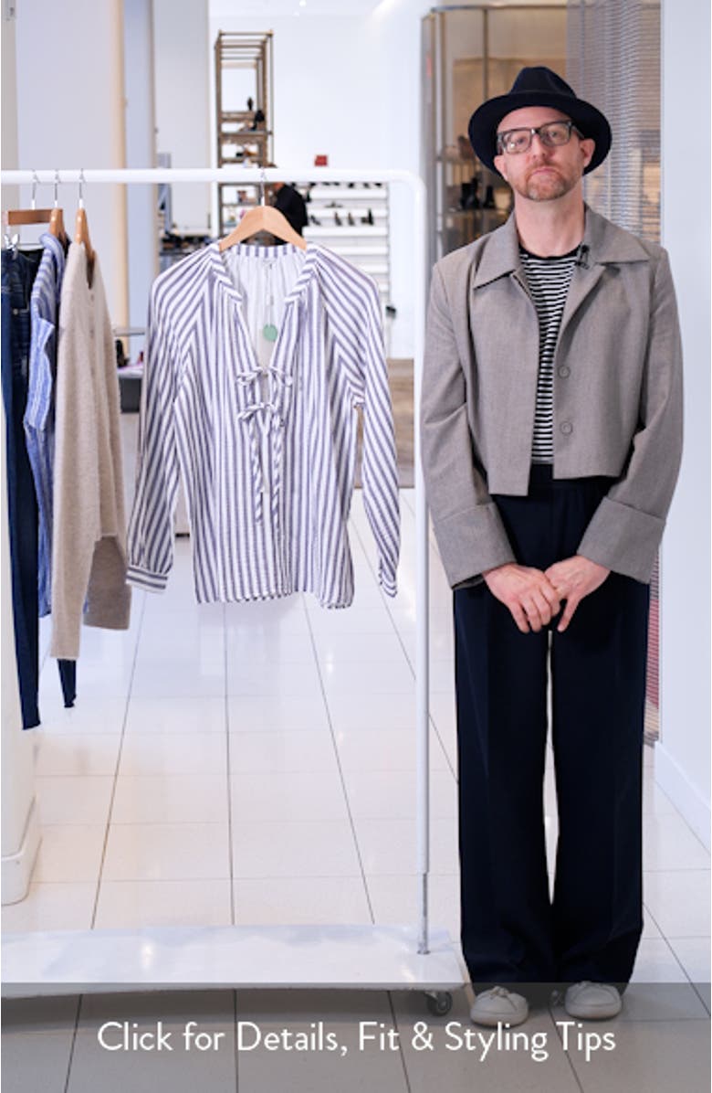 Brielle Stripe Organic Cotton Gauze Tie Neck Top, sales video thumbnail