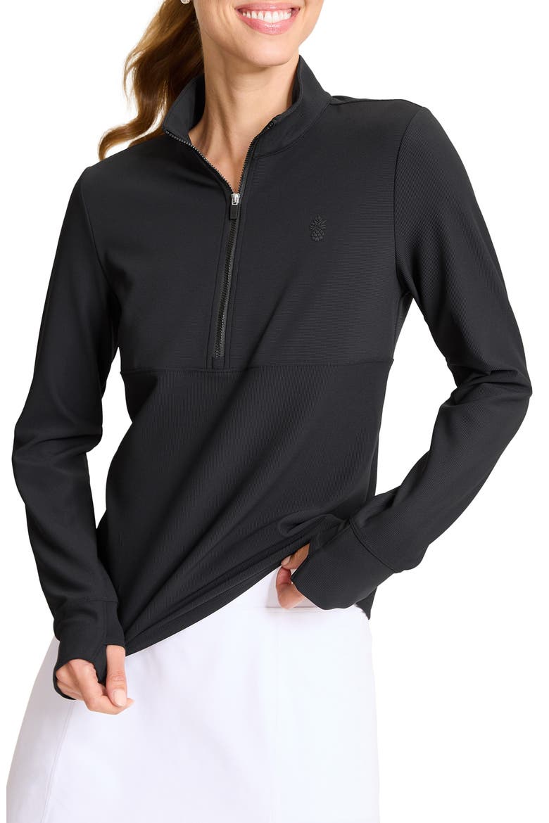 Abby Rib Half Zip Top, Main, color, BLACK