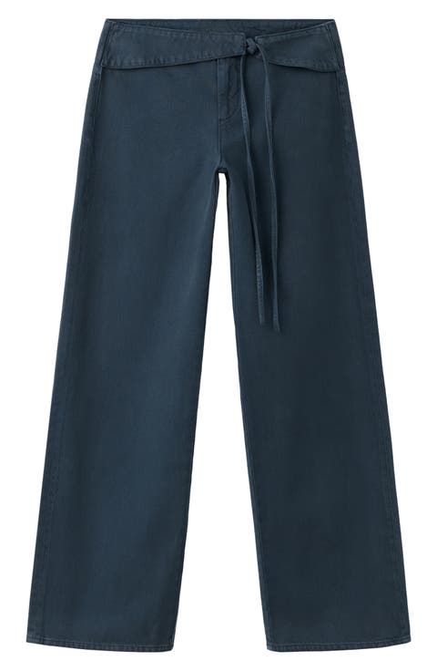 Low Waist Bow Straight Leg Jeans