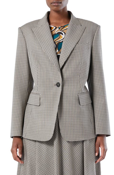 Caliga Plaid Wool Blazer (Plus)