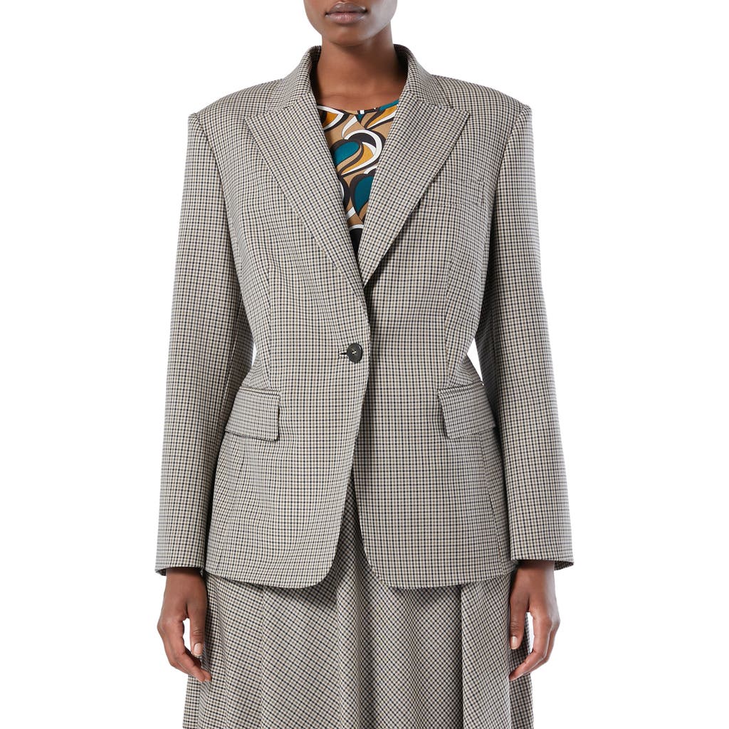 Marina Rinaldi Caliga Plaid Wool Blazer In Gray