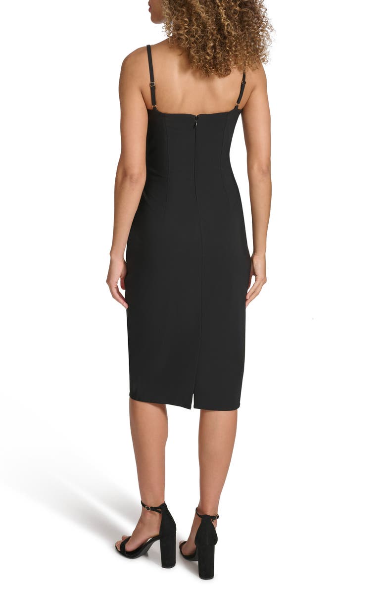 Siena Chain Strap Stretch Woven Midi Dress, Alternate, color, Black