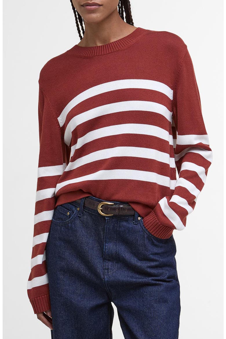Stripe Cotton Blend Sweater, Main, color, BURNT HENNA STRIPE