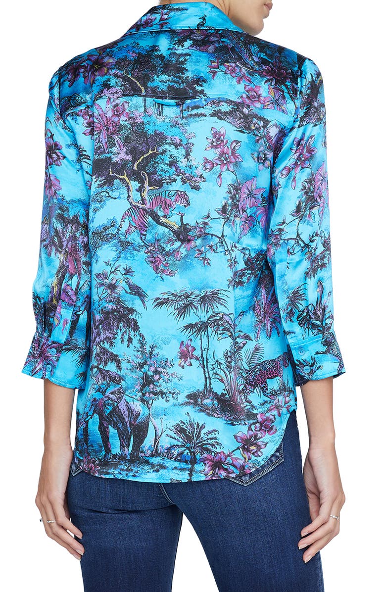 L'AGENCE Dani Jungle Print Silk Shirt, Alternate, color,