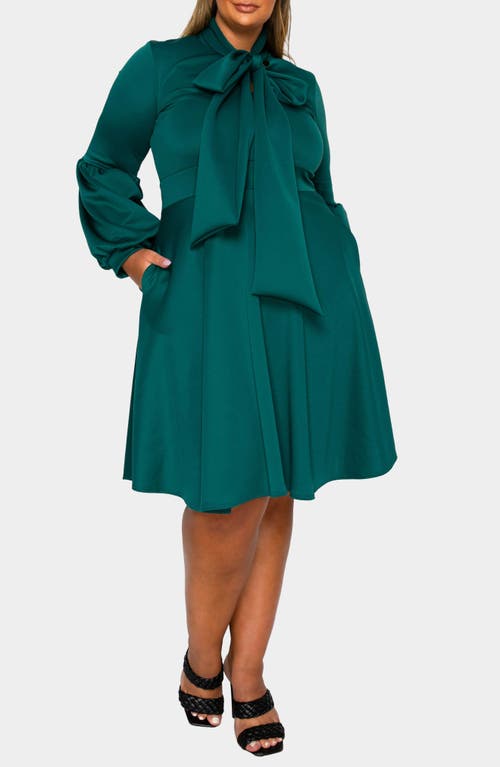L I V D Bekah Long Sleeve Fit & Flare Dress In Green