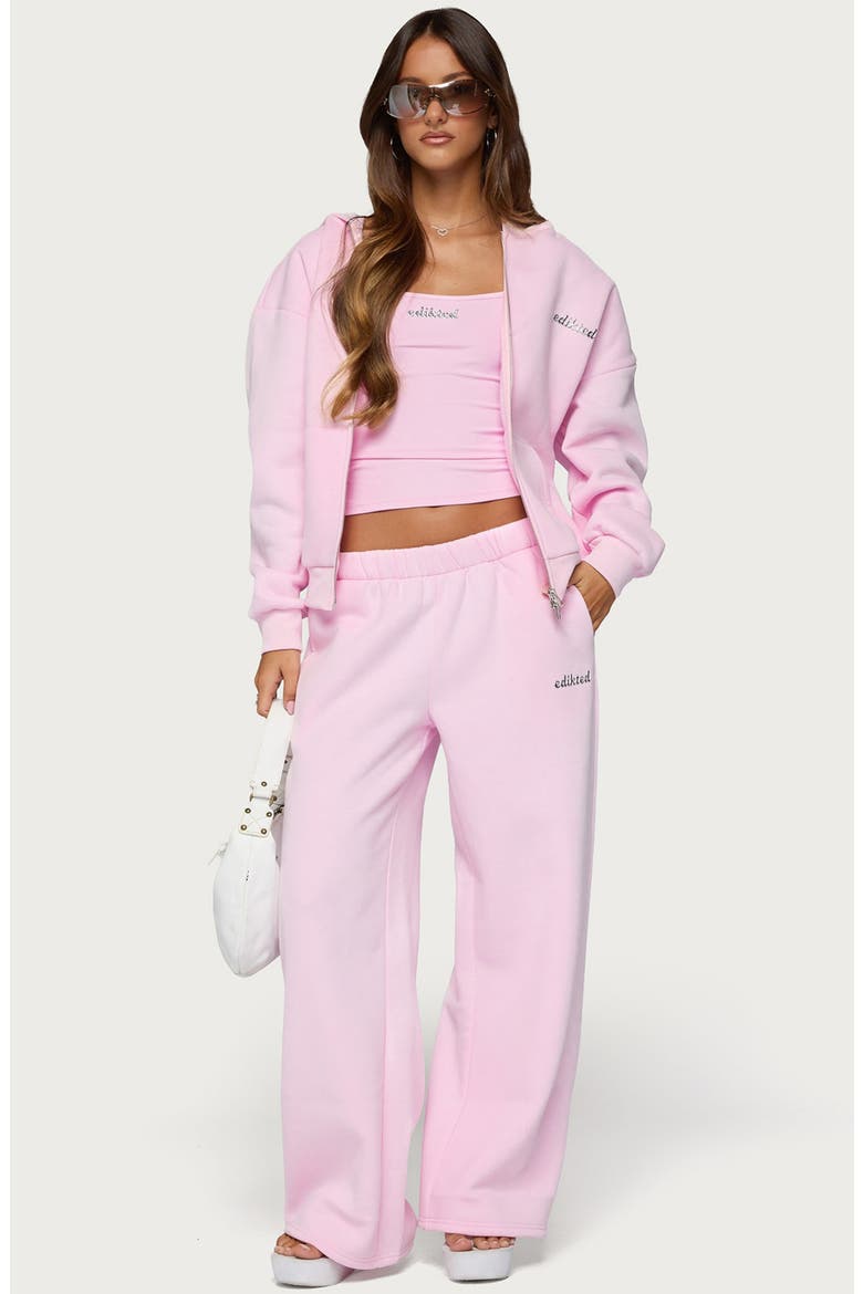 Diva Logo Low Rise Wide Leg Sweatpants, Alternate, color, LIGHT-PINK
