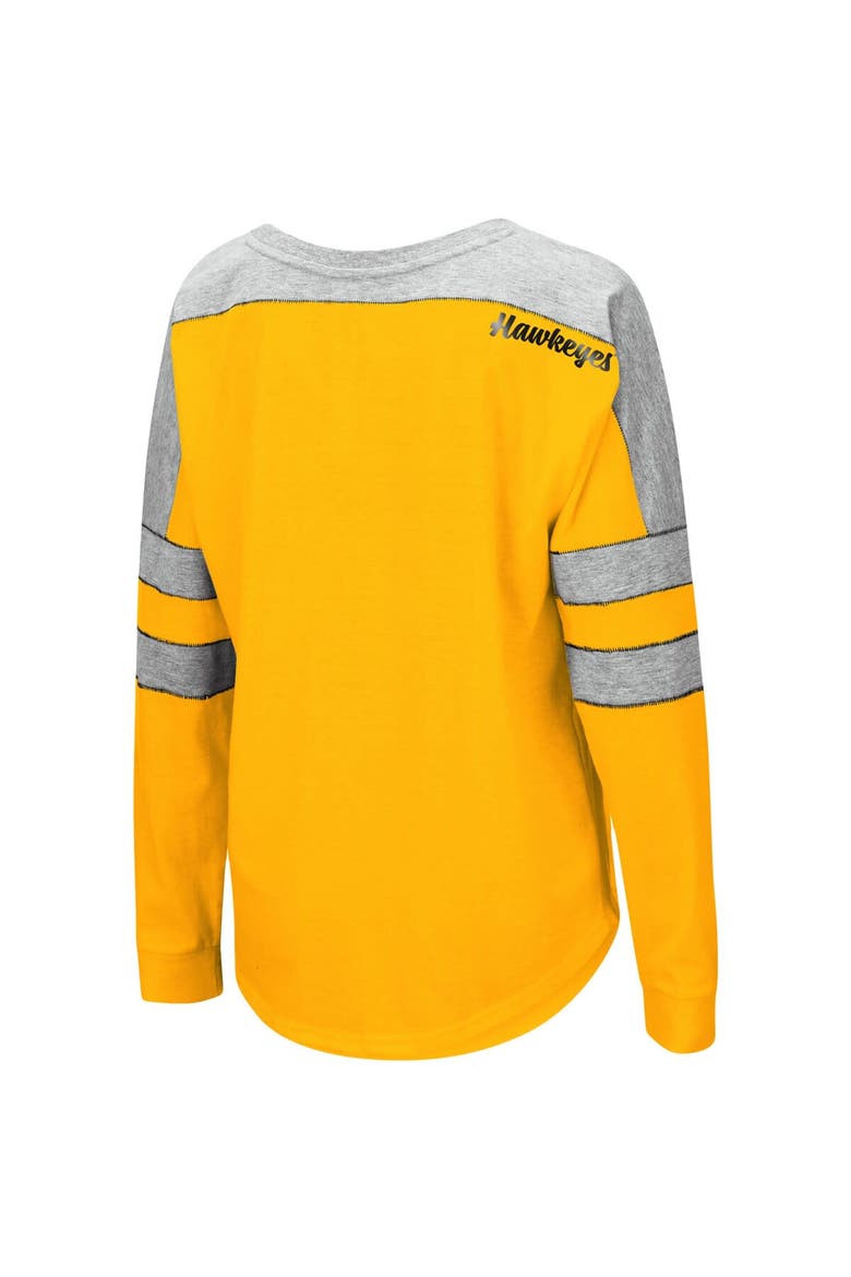 Women's Colosseum Gold Iowa Hawkeyes Trey Dolman Long Sleeve T-Shirt, Alternate, color, Gold