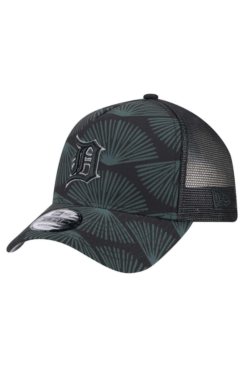 Men's New Era  Black Detroit Tigers 9FORTY A-Frame Trucker Adjustable Hat, Main, color, Black